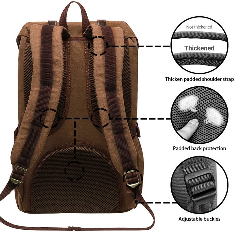 KAUKKO Laptop Backpack Travel Outdoor Weekend Bag Carry on Daypack Stylish and Durable Rucksack Hiking Backpack Fits 15.6"(5-1-brown) - Image 4